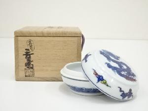 真葛焼　宮川香斎造　花暦龍文香合（共箱）